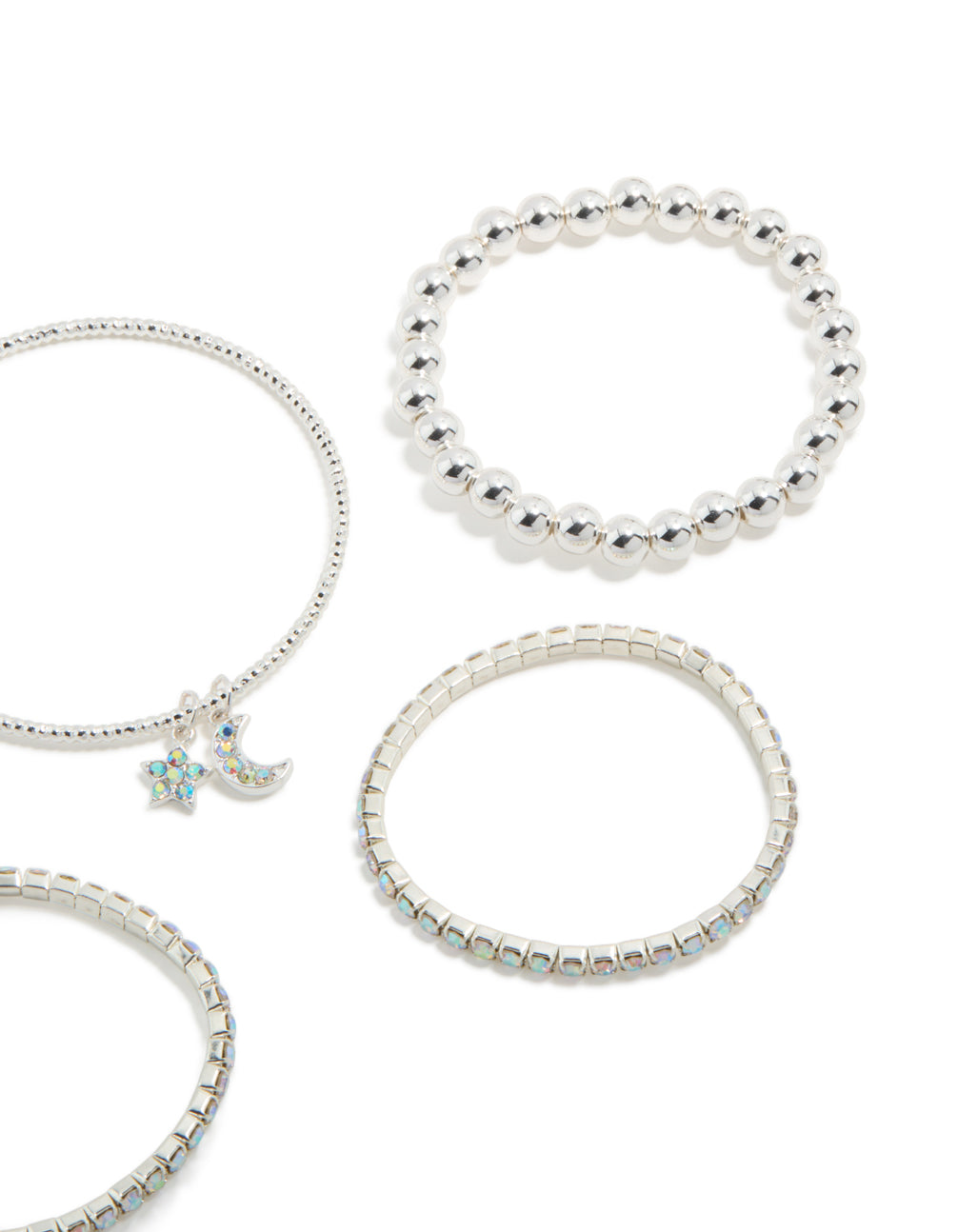 Kids Silver Diamante Celestial Bracelets 5-Pack