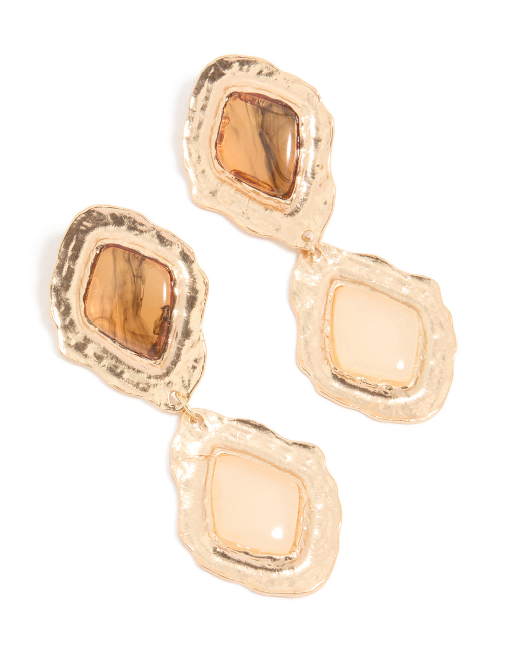 Gold Molten Aztec Drop Earrings