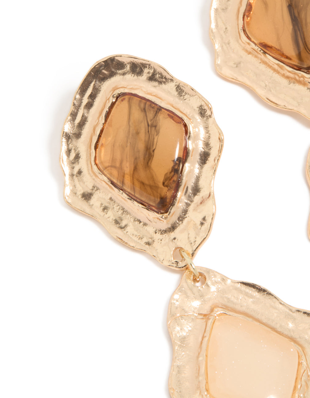 Gold Molten Aztec Drop Earrings