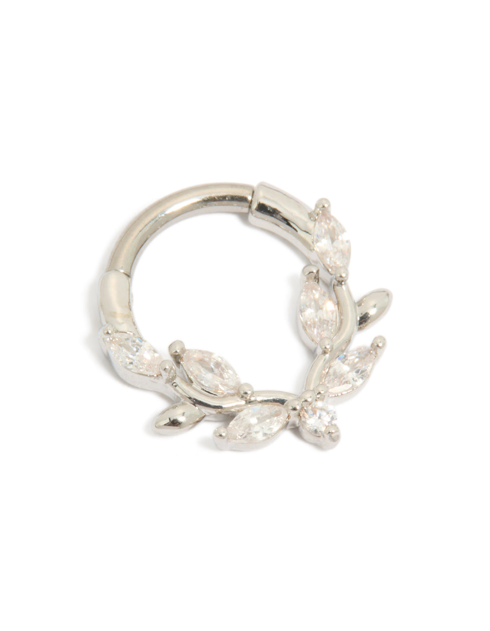 Titanium Cubic Zirconia Vine Clicker Ring