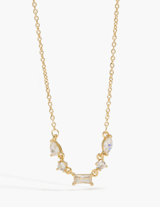 14K Gold Plated Mixed Shaped Cubic Zirconia Necklace