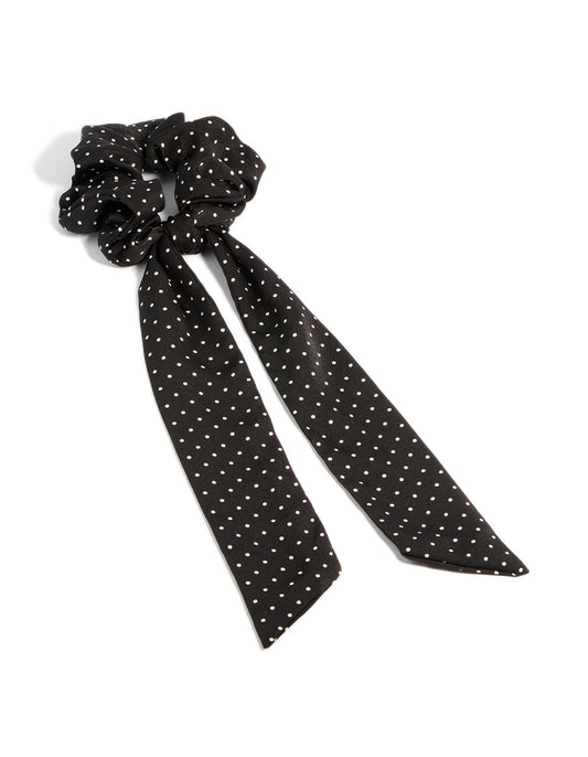 Black Fabric Micro White Spot Long Scarf