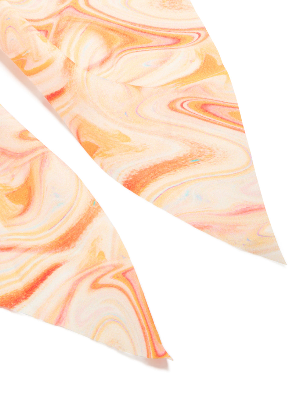 Orange Marbled Print Long Fabric Scarf Scrunchie