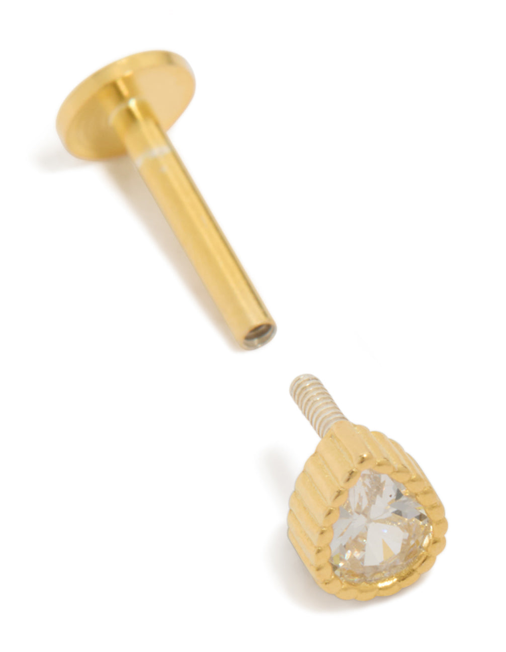 Gold Plated Sterling Silver Pear Cubic Zirconia Single Flat Back Stud