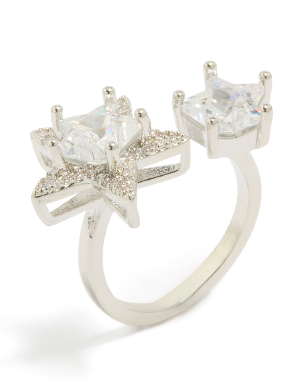 Silver Cubic Zirconia Statement Stars Ring