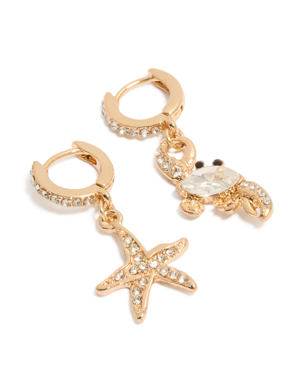 Gold Mismatched Ocean Huggie Earrings