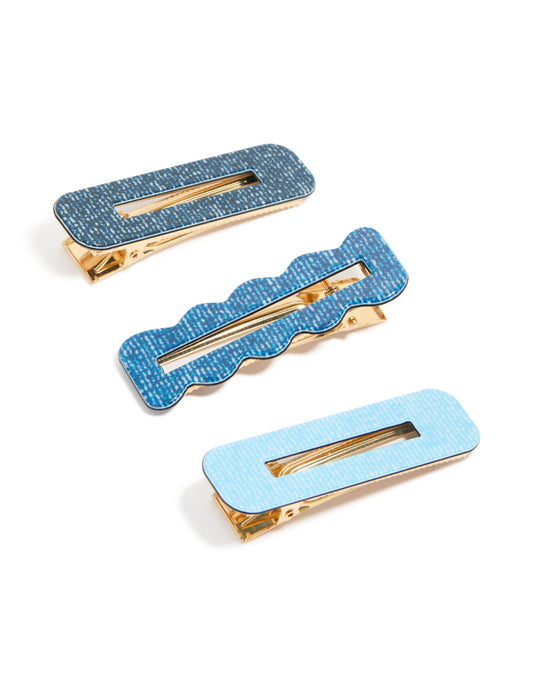 Tweens Denim Look Acrylic Hair Clips 3-Pack