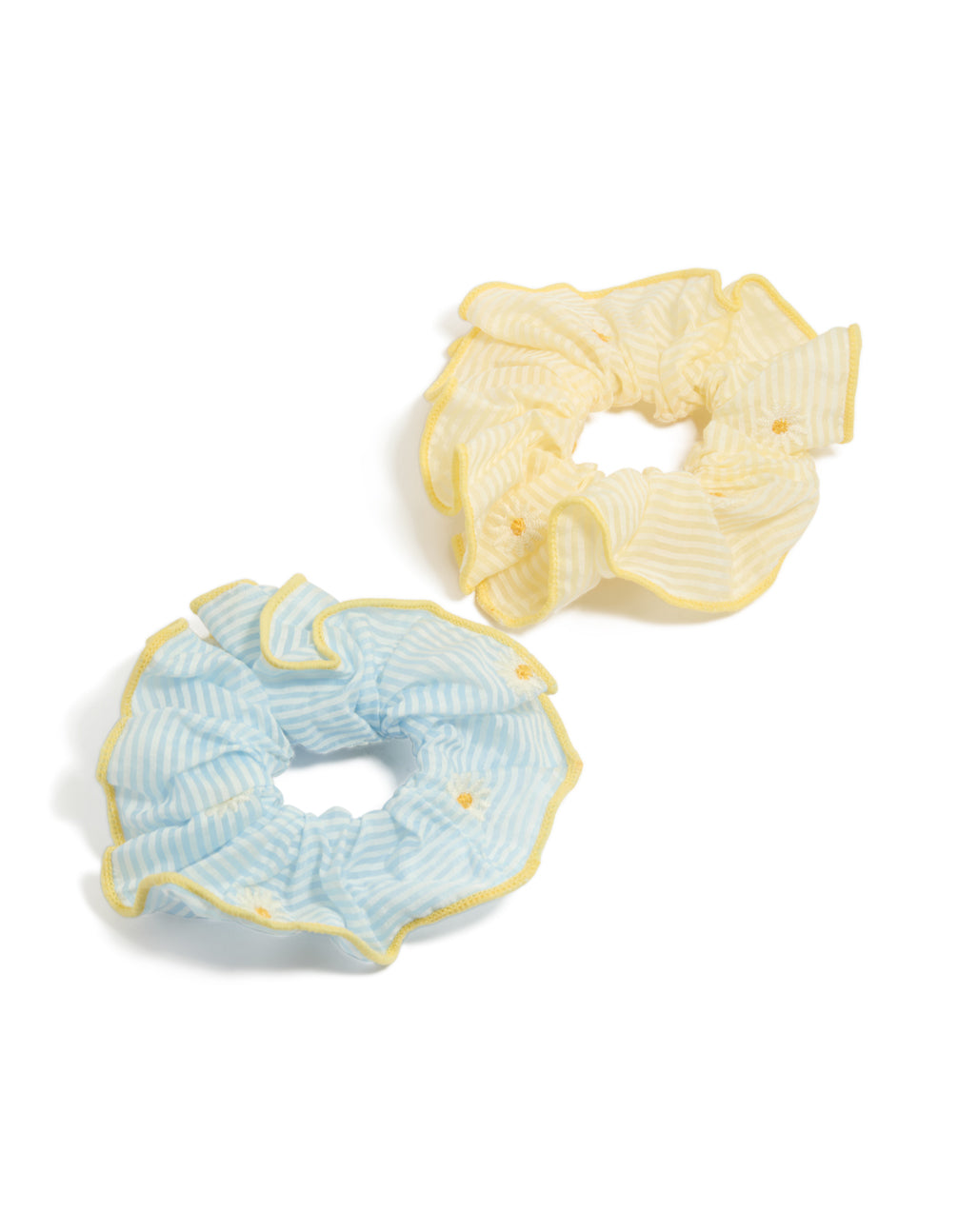 Tweens Yellow & Blue Daisy Striped Scrunchies 2-Pack