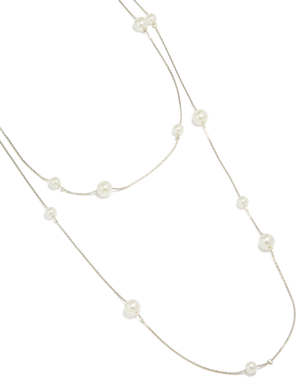 Silver Pearl Layered Necklace