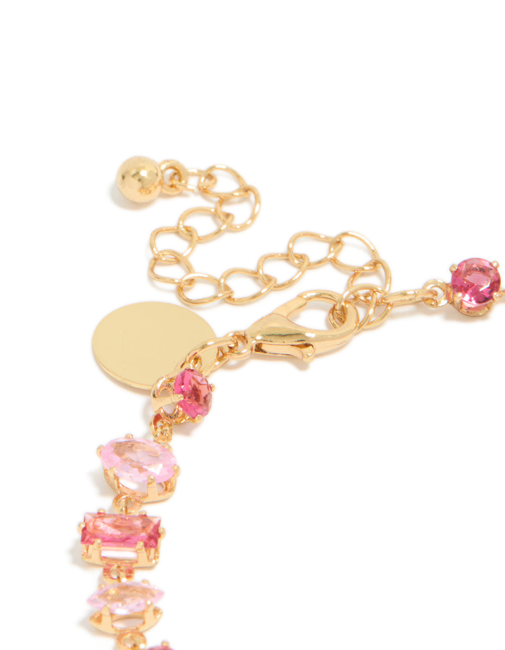 Gold Large Pink Multi-Cut Cubic Zirconia Bracelet