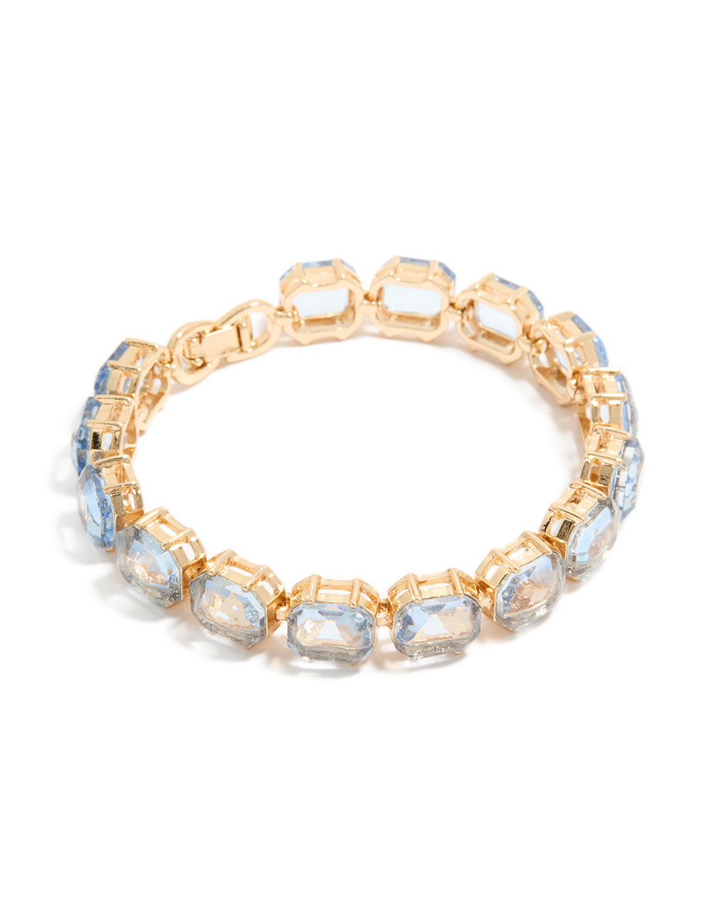Gold Large Light Blue Diamantes Bracelet