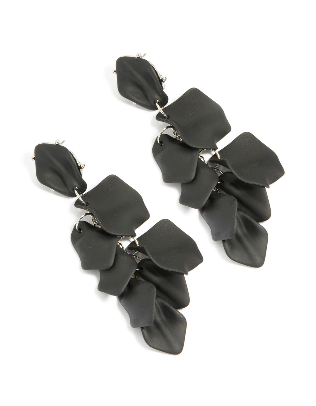 Black Coated Metal Petal Drop Earrings