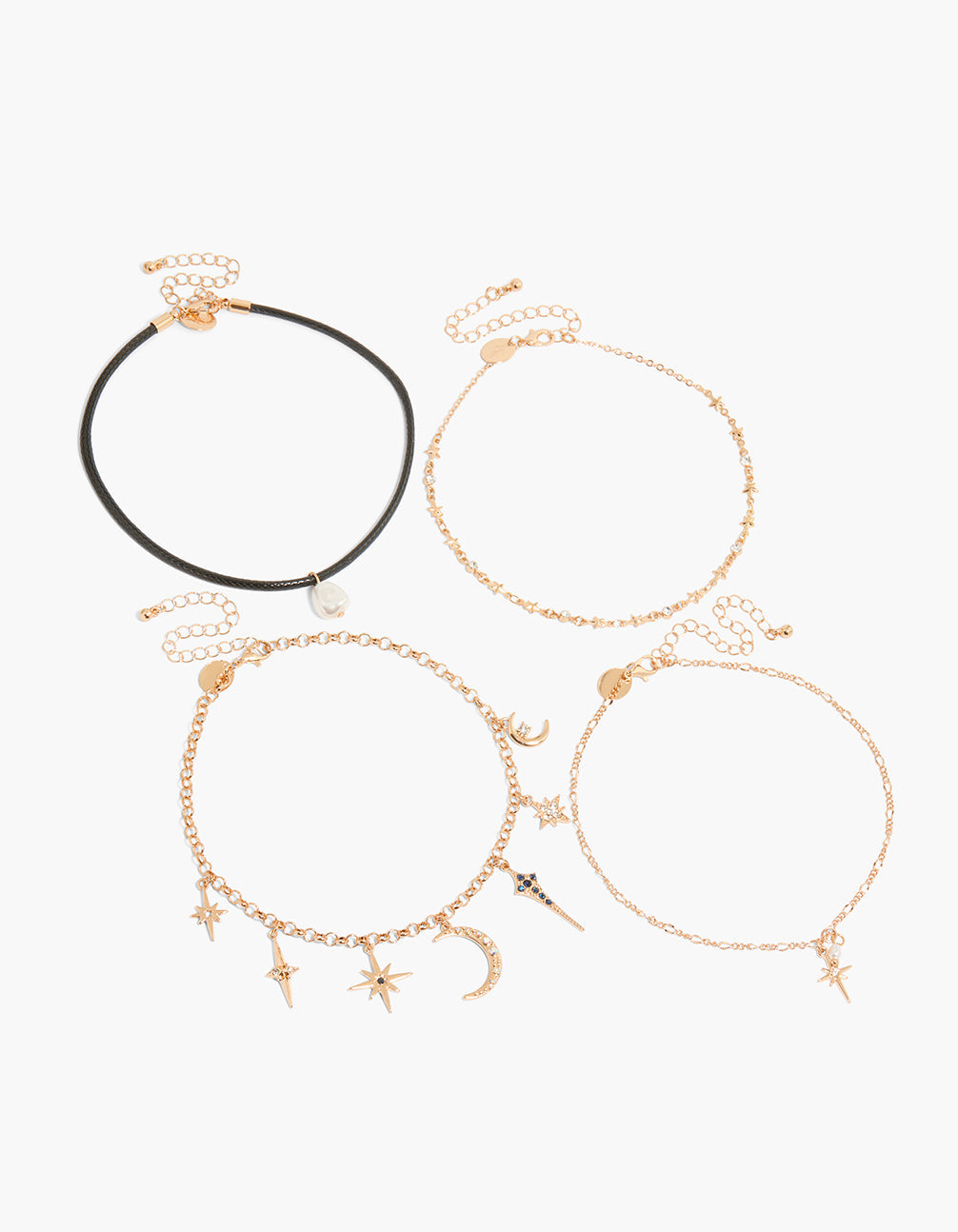 Gold Celestial Choker Necklaces 4-Pack