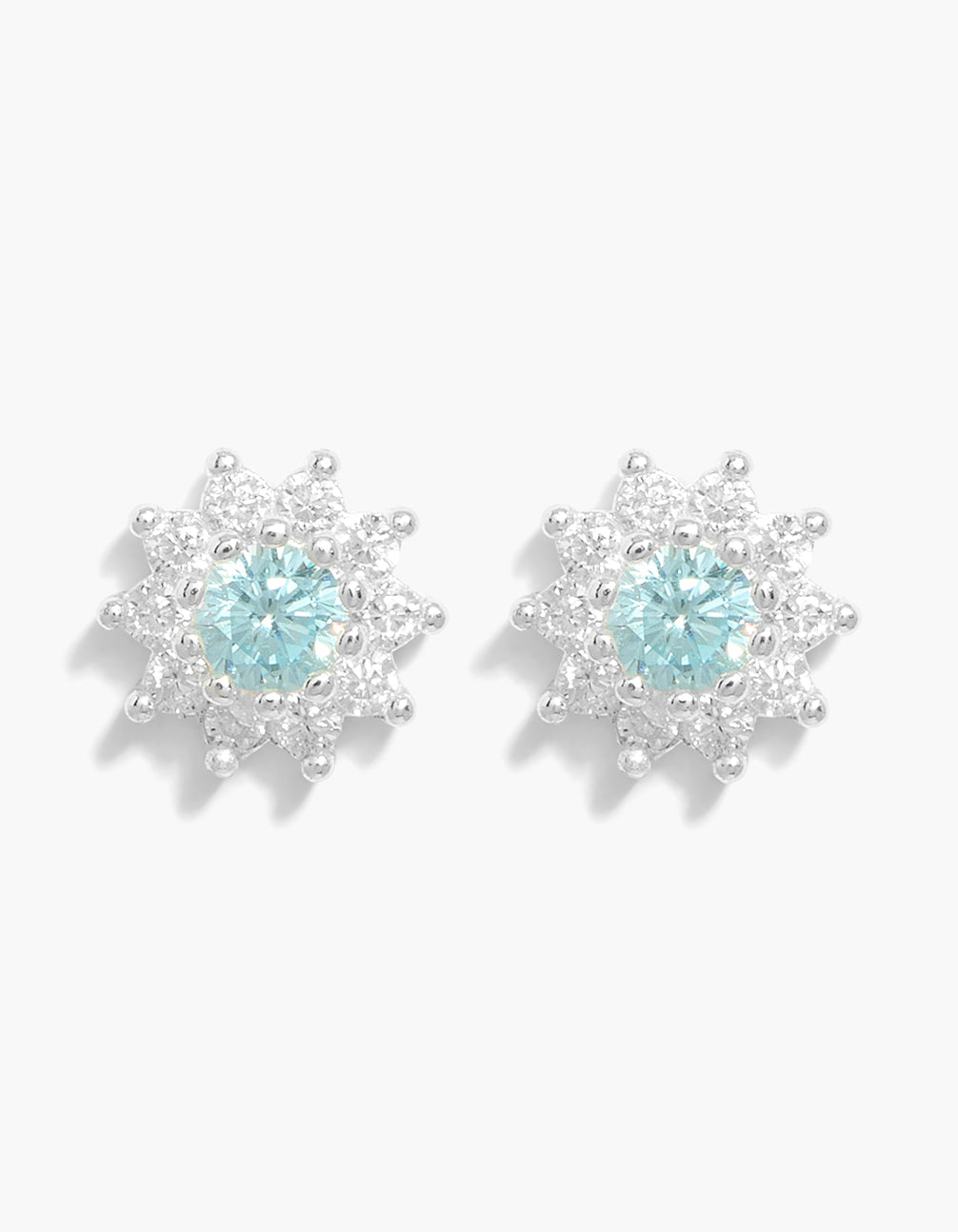 Sterling Silver Blue Cubic Zirconia Halo Earrings