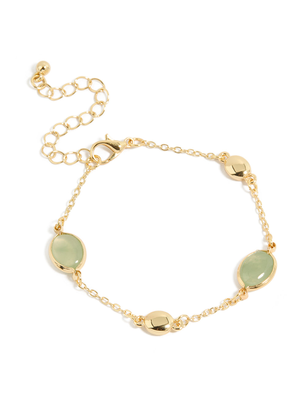 Gold Plated Oval Flat Stone Bracelet