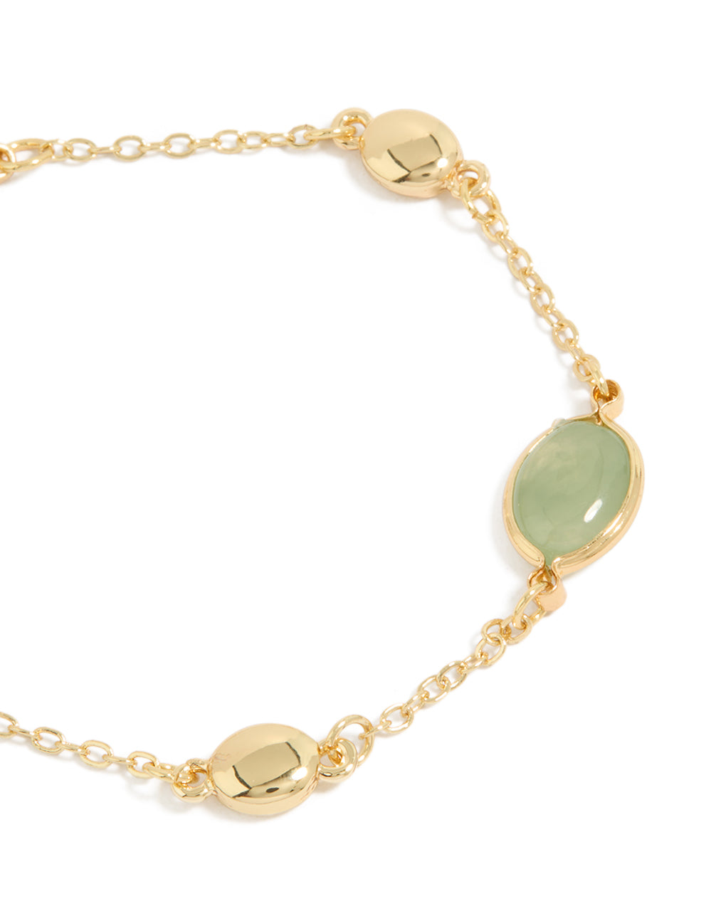 Gold Plated Oval Flat Stone Bracelet
