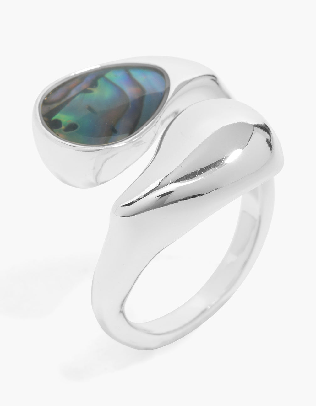 Silver Plated Chunky Wrap Shell Effect & Bar Ring