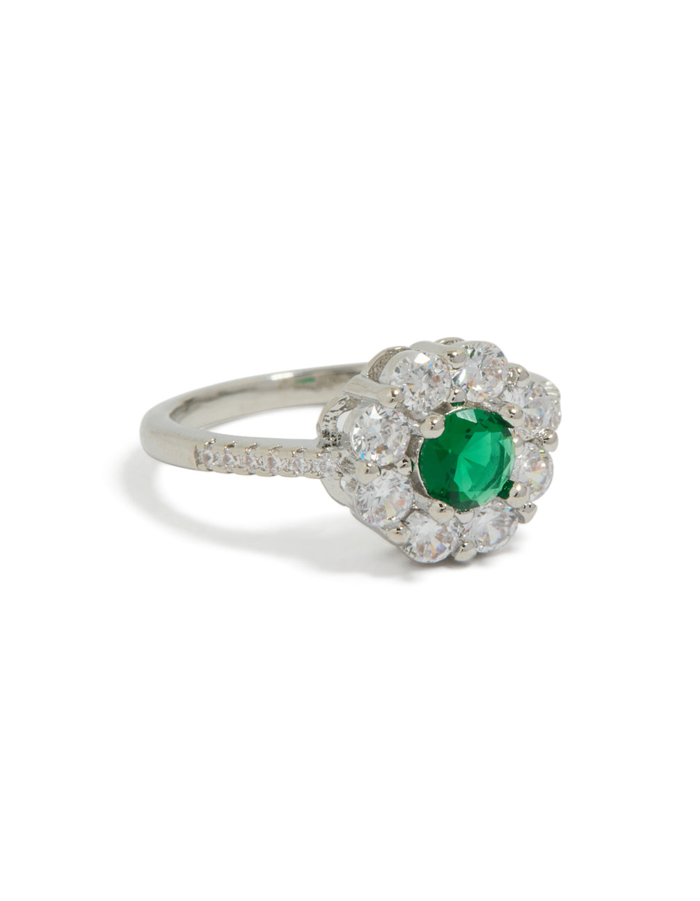 Cubic Zirconia Green Dainty Floral Ring