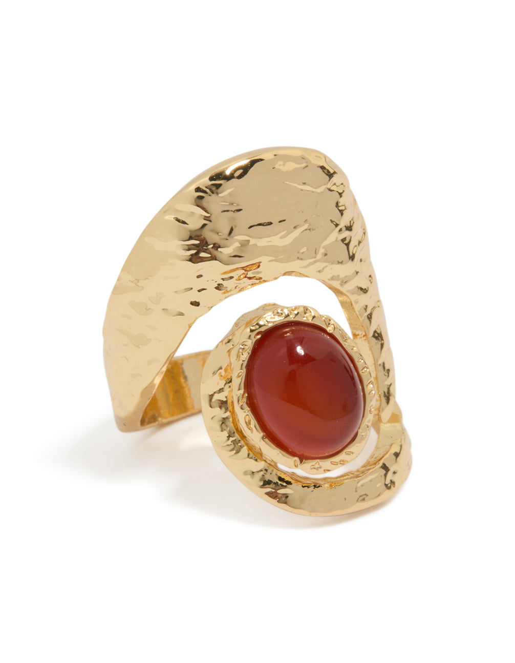 Gold Plated Molten Large Stone Ring