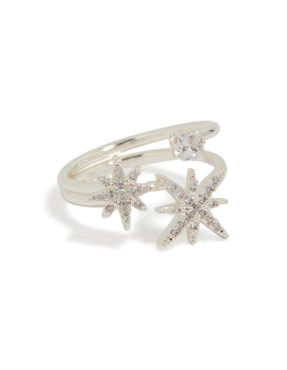 Silver Plated Cubic Zirconia Celestial Stone Ring
