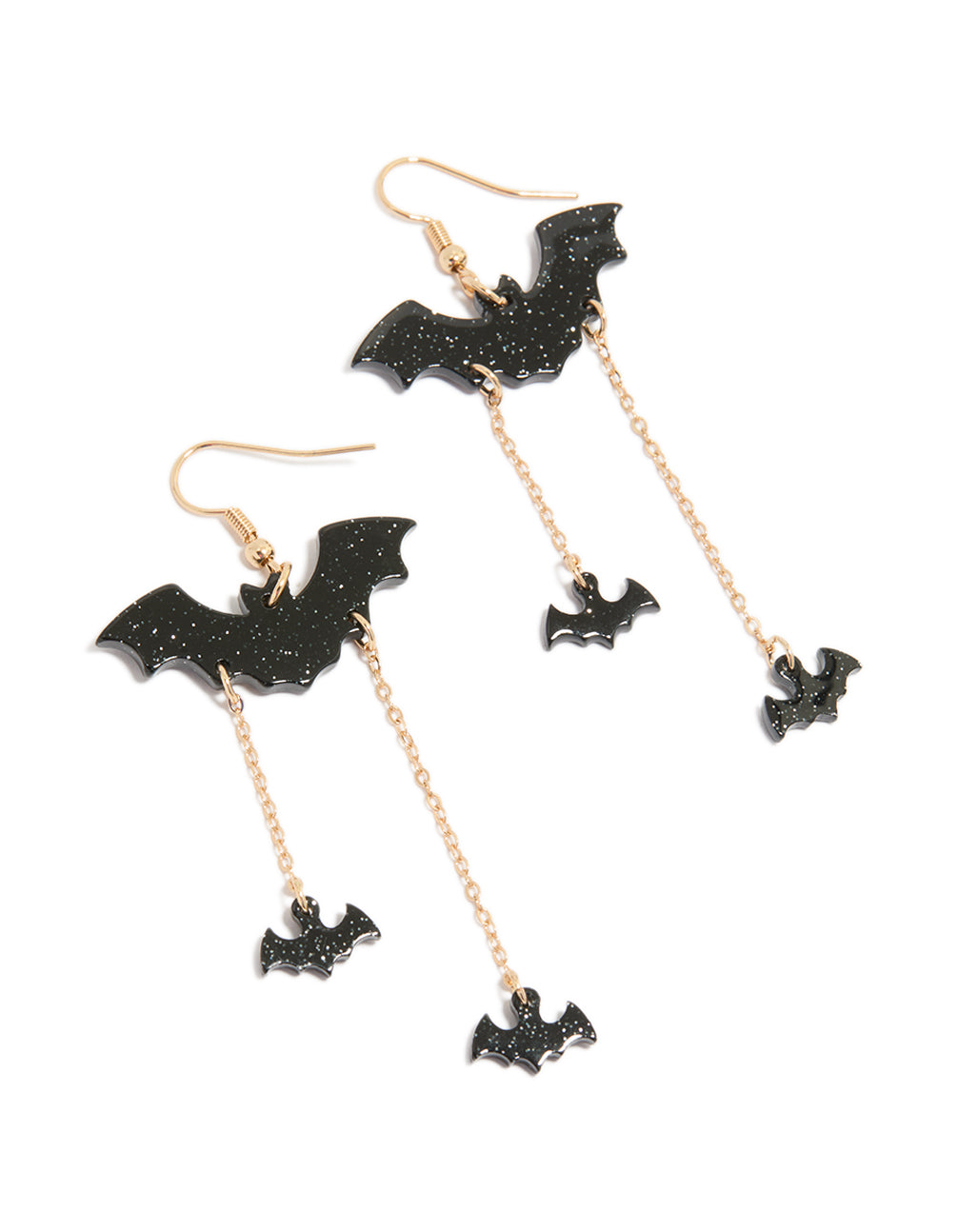 Gold Bat Chain Drop Earrings