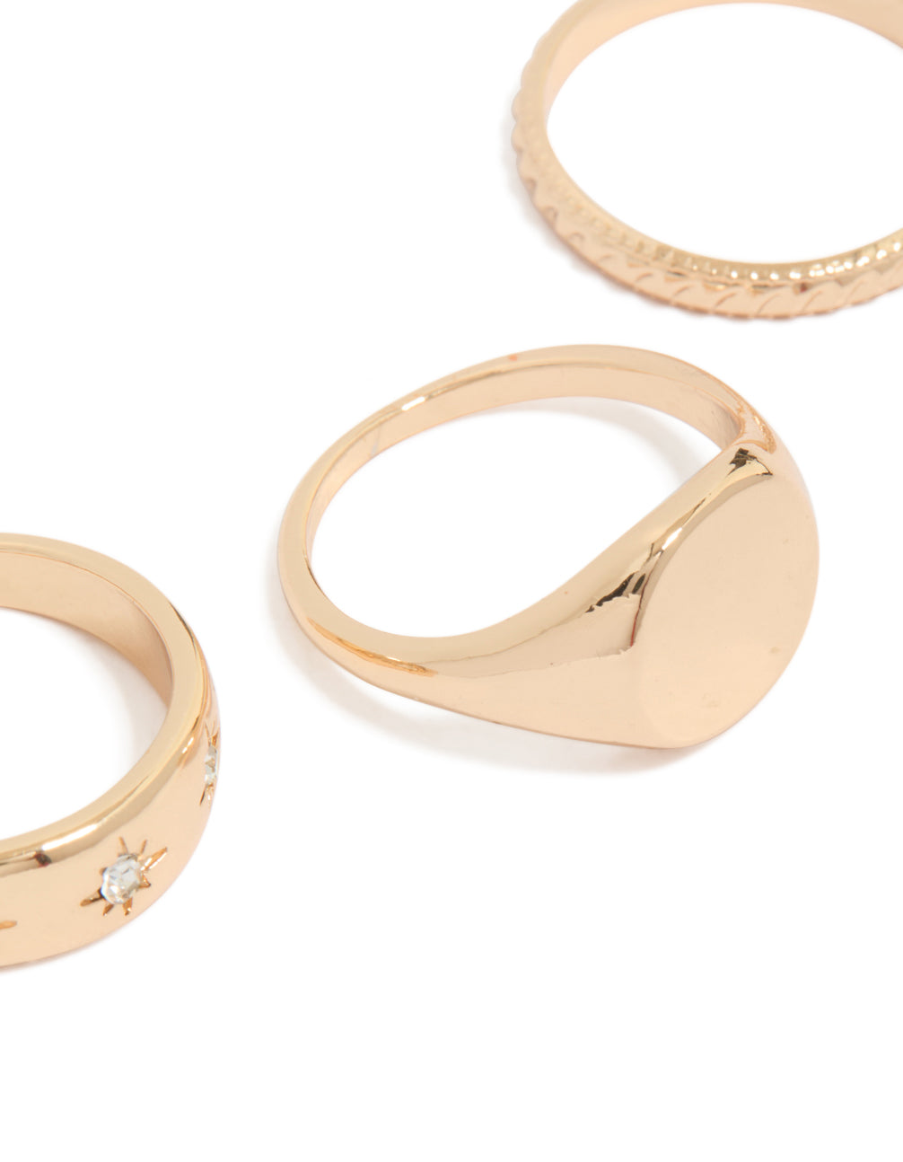 Gold Signet & Star Rings 3-Pack