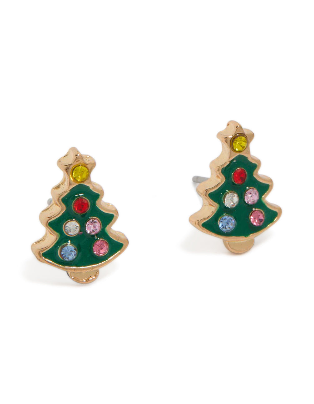 Gold Epoxy Xmas Tree Stud Earrings