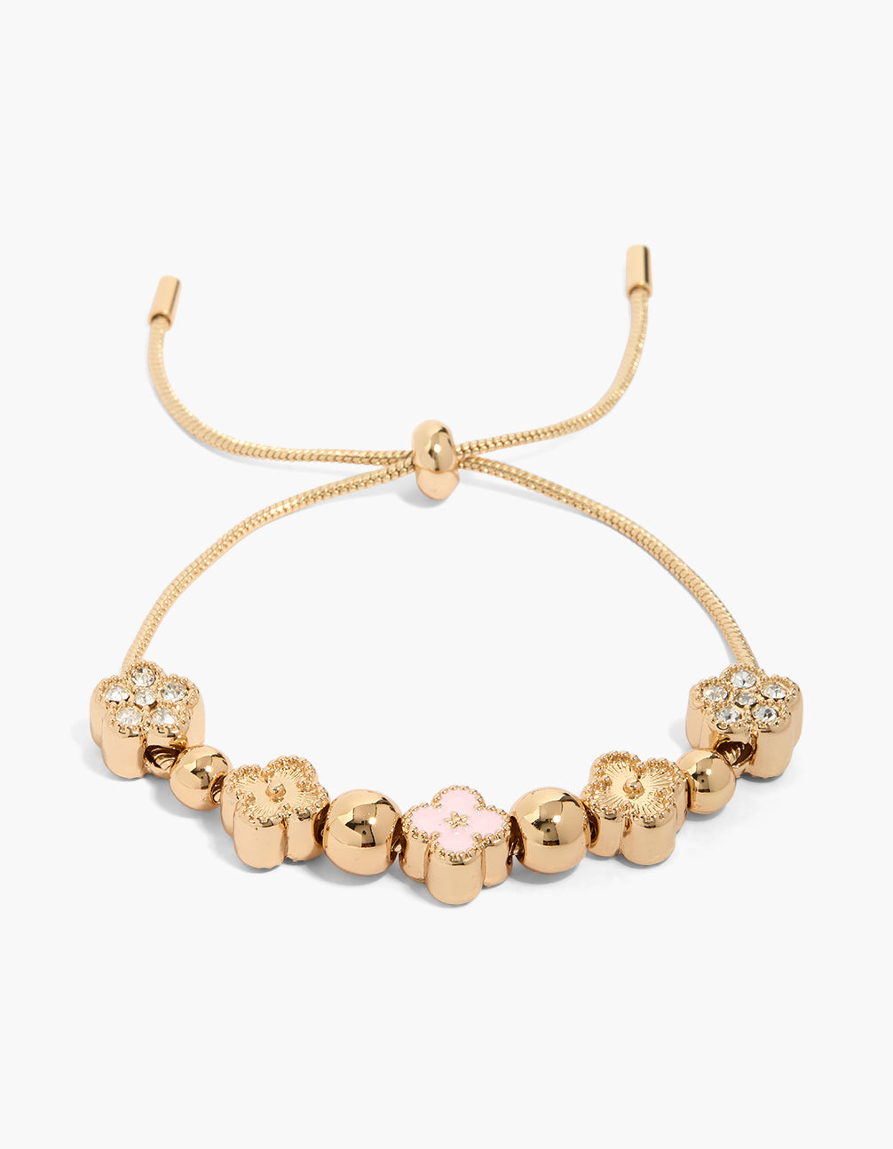 Gold Enamel Flowers Toggle Bracelet