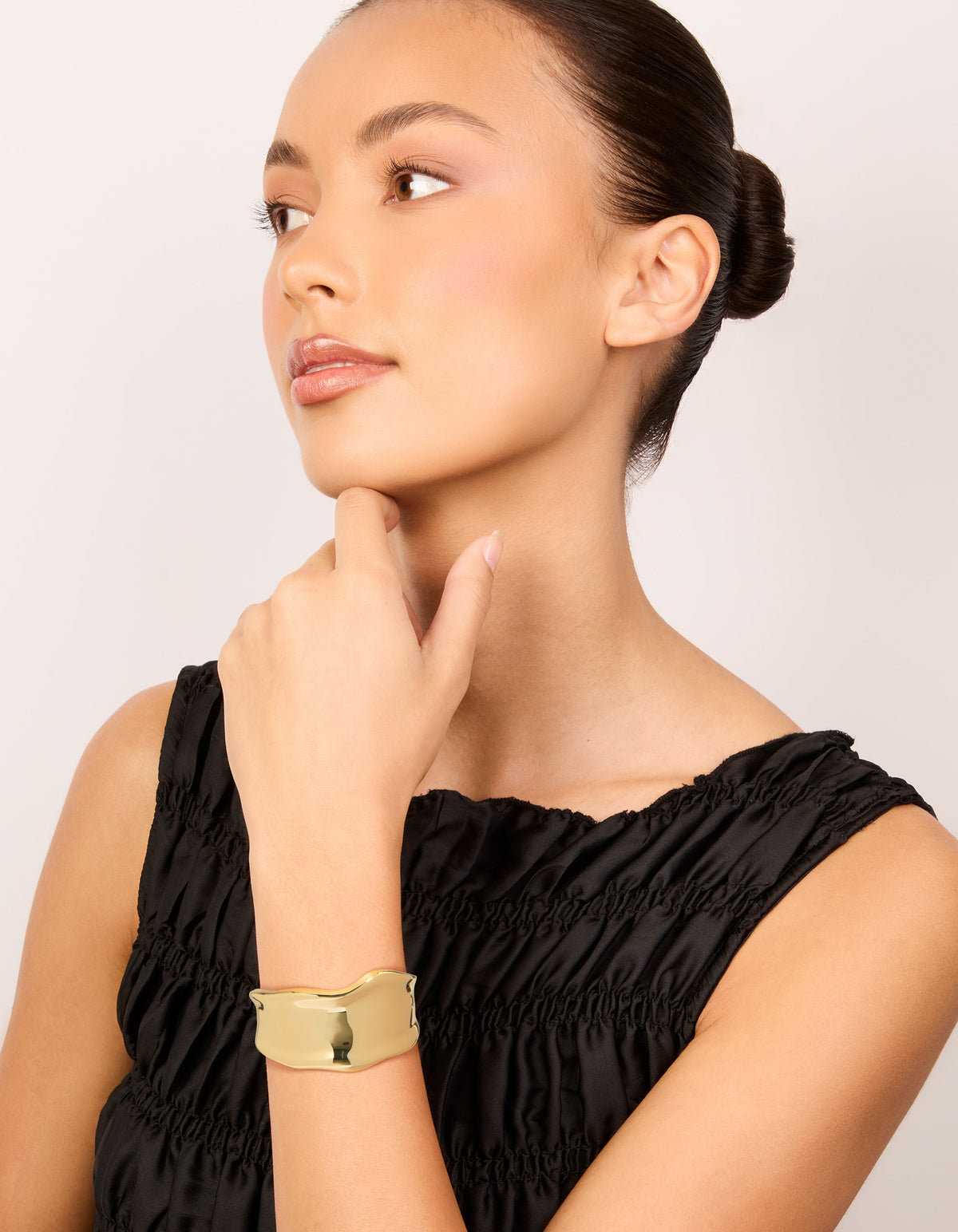 Gold Plated Wavy Wrist Cuff