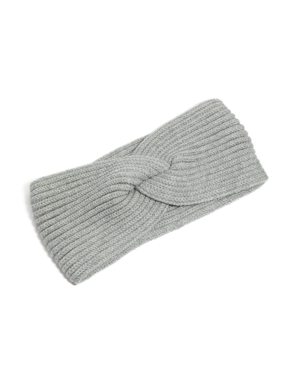 Grey Ribbed Fabric Twist Stretch Headband