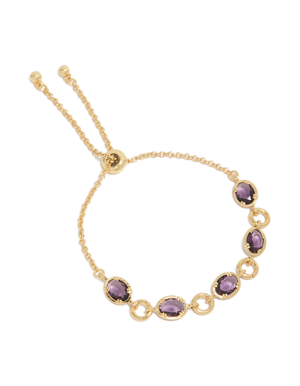 Gold Plated Cubic Zirconia Purple Toggle Bracelet