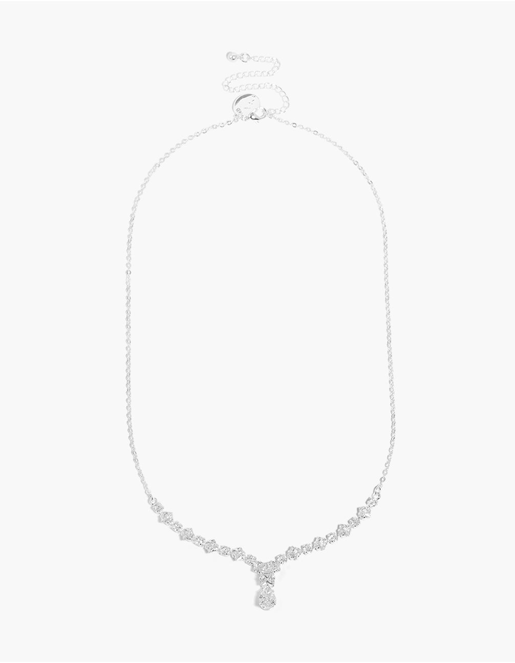 Silver Plated Small Graduating Cubic Zirconia Y-Necklace