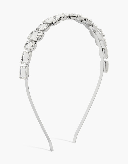 Silver Shiny Square Diamantes Headband